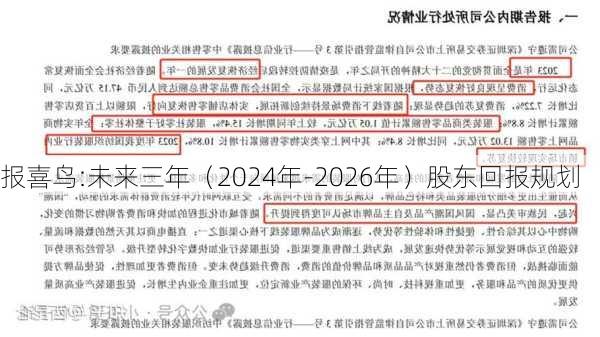 报喜鸟:未来三年（2024年-2026年）股东回报规划