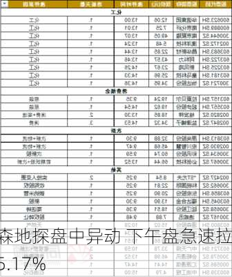 道森地探盘中异动 下午盘急速拉升5.17%