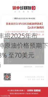 汇丰将2025年布伦特原油价格预期下调8% 至70美元/桶