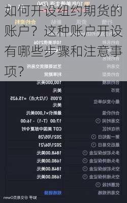 如何开设纽约期货的账户？这种账户开设有哪些步骤和注意事项？