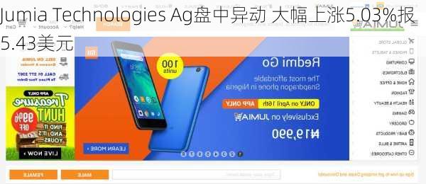 Jumia Technologies Ag盘中异动 大幅上涨5.03%报5.43美元