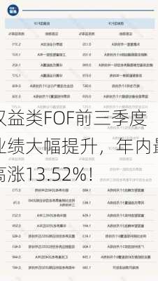 权益类FOF前三季度业绩大幅提升，年内最高涨13.52%！