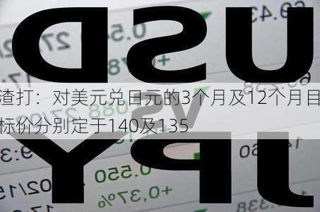 渣打：对美元兑日元的3个月及12个月目标价分别定于140及135