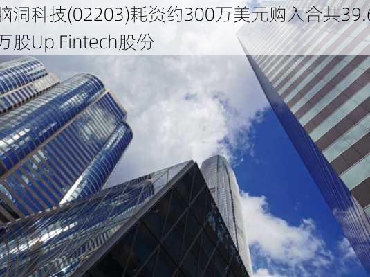 脑洞科技(02203)耗资约300万美元购入合共39.6万股Up Fintech股份