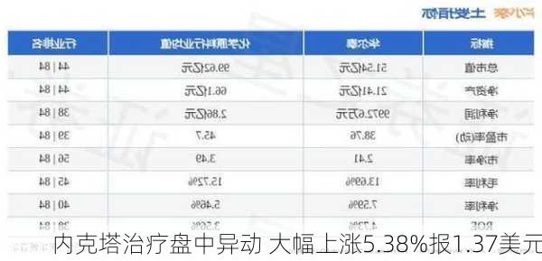 内克塔治疗盘中异动 大幅上涨5.38%报1.37美元