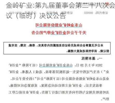 金岭矿业:第九届董事会第二十八次会议（临时）决议公告