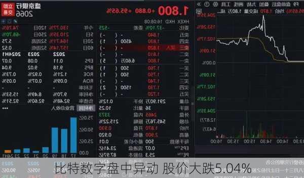 比特数字盘中异动 股价大跌5.04%