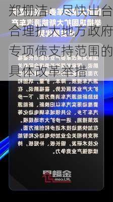 郑栅洁：尽快出台合理扩大地方政府专项债支持范围的具体改革举措