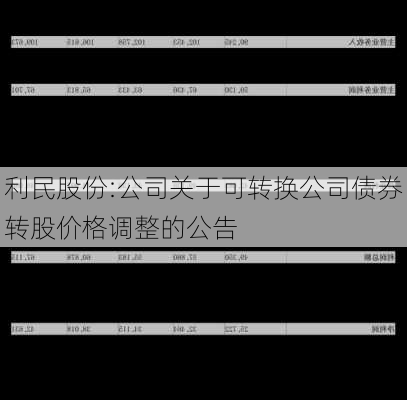 利民股份:公司关于可转换公司债券转股价格调整的公告