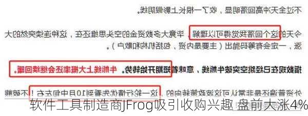 软件工具制造商JFrog吸引收购兴趣 盘前大涨4%