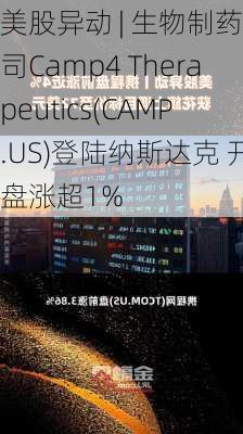 美股异动 | 生物制药公司Camp4 Therapeutics(CAMP.US)登陆纳斯达克 开盘涨超1%