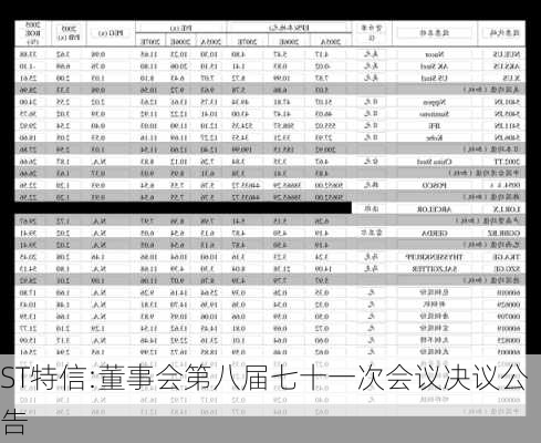 ST特信:董事会第八届七十一次会议决议公告