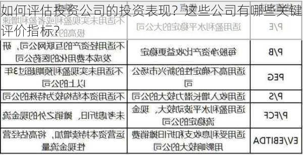 如何评估投资公司的投资表现？这些公司有哪些关键评价指标？