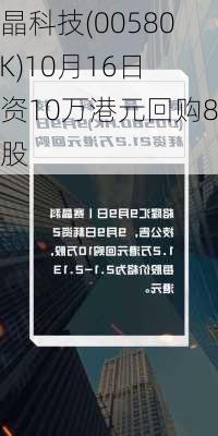 赛晶科技(00580.HK)10月16日耗资10万港元回购8万股