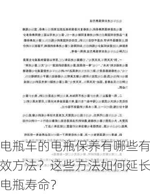 电瓶车的电瓶保养有哪些有效方法？这些方法如何延长电瓶寿命？