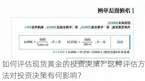 如何评估现货黄金的投资决策？这种评估方法对投资决策有何影响？