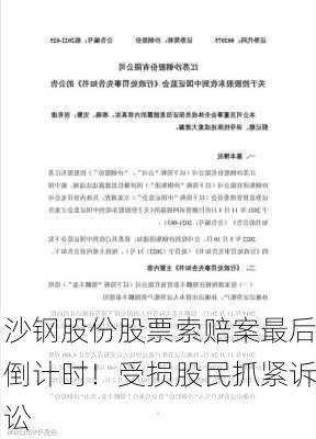 沙钢股份股票索赔案最后倒计时！受损股民抓紧诉讼