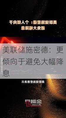 美联储施密德：更倾向于避免大幅降息