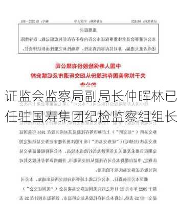 证监会监察局副局长仲晖林已任驻国寿集团纪检监察组组长