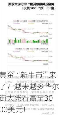 黄金“新牛市”来了？越来越多华尔街大佬看高至3000美元！